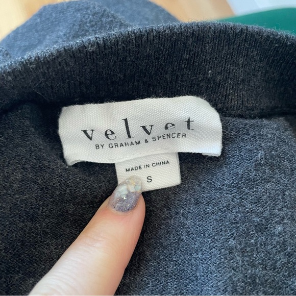 Velvet Graham & Spencer Mandie Lux Cotton Cashmere Gray Cardigan Sweater EUC S - Picture 10 of 12